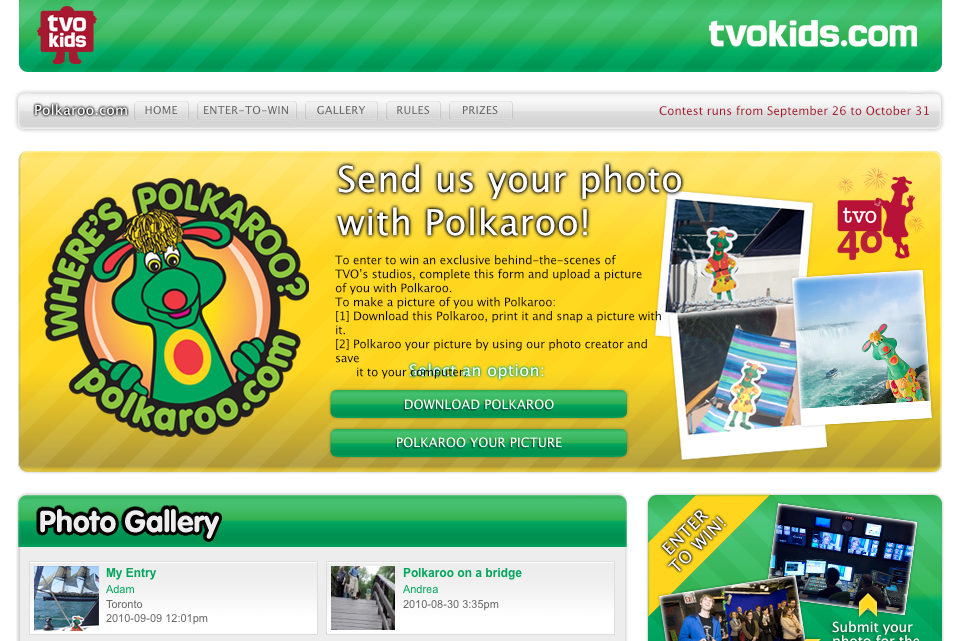 Wheres Polkaroo Contest website